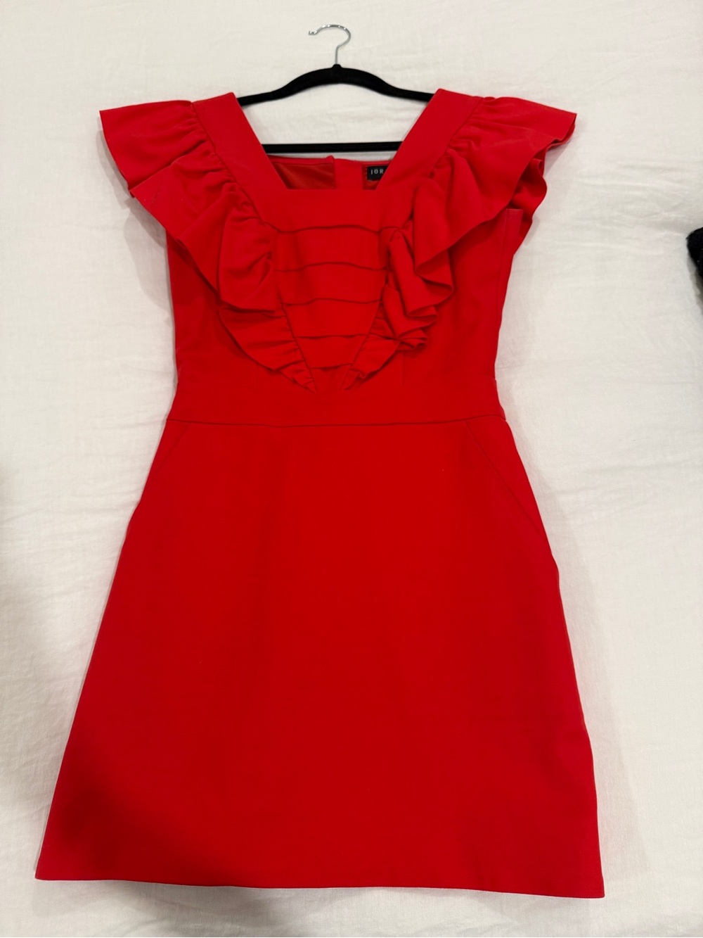 Iorane Red Ruffle-Front Mini Dress